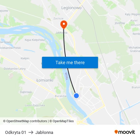 Odkryta 01 to Jabłonna map