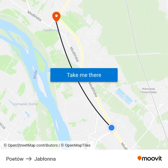 Poetów to Jabłonna map