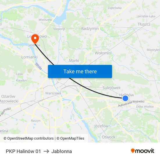 PKP Halinów to Jabłonna map