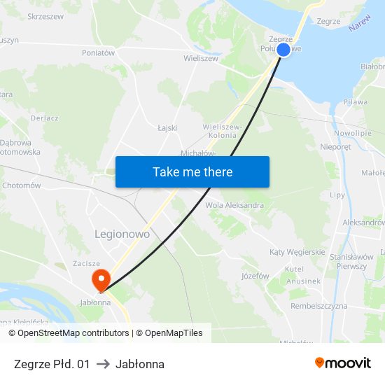 Zegrze Płd. 01 to Jabłonna map