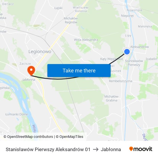 Stanisławów Pierwszy Aleksandrów 01 to Jabłonna map