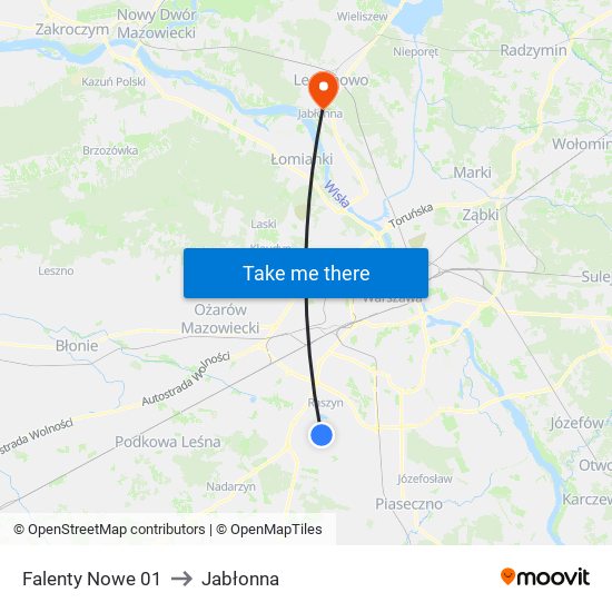 Falenty Nowe 01 to Jabłonna map