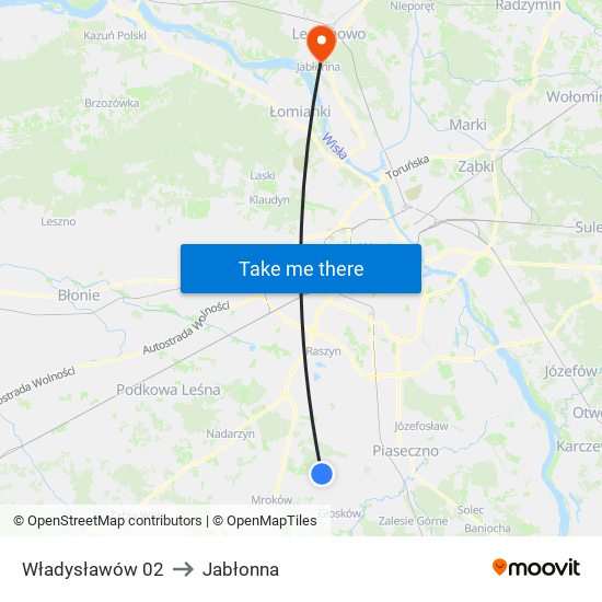 Władysławów to Jabłonna map