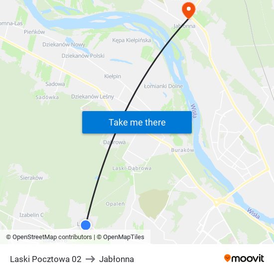 Laski Pocztowa 02 to Jabłonna map