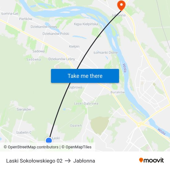 Laski Sokołowskiego to Jabłonna map