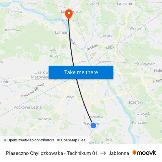 Piaseczno Chyliczkowska - Technikum 01 to Jabłonna map