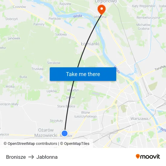 Bronisze to Jabłonna map