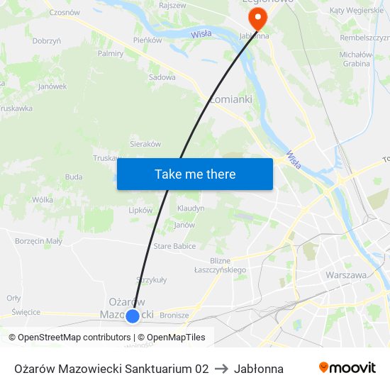 Ożarów Mazowiecki Sanktuarium 02 to Jabłonna map