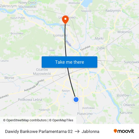 Dawidy Bankowe Parlamentarna 02 to Jabłonna map