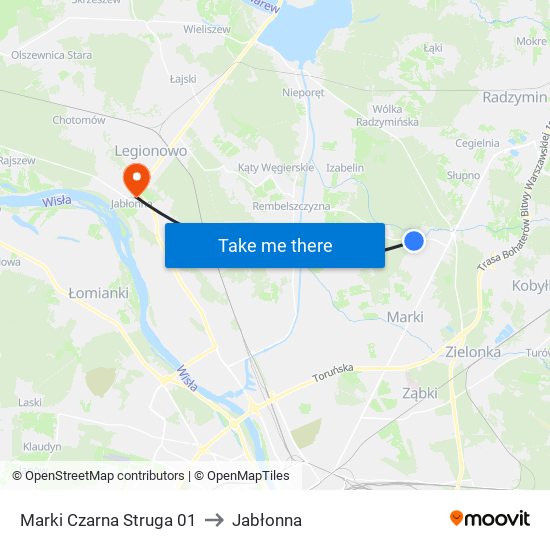 Marki Czarna Struga to Jabłonna map