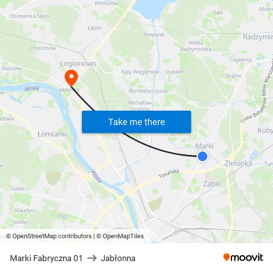 Marki Fabryczna 01 to Jabłonna map