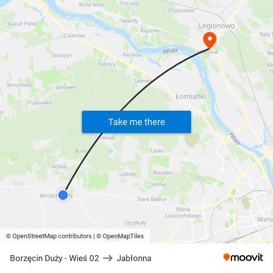 Borzęcin Duży - Wieś 02 to Jabłonna map