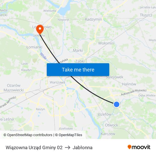 Wiązowna Urząd Gminy 02 to Jabłonna map