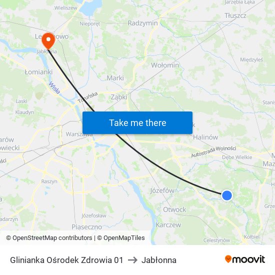 Glinianka Ośrodek Zdrowia 01 to Jabłonna map