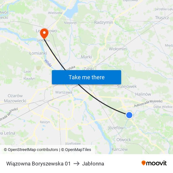 Wiązowna Boryszewska 01 to Jabłonna map