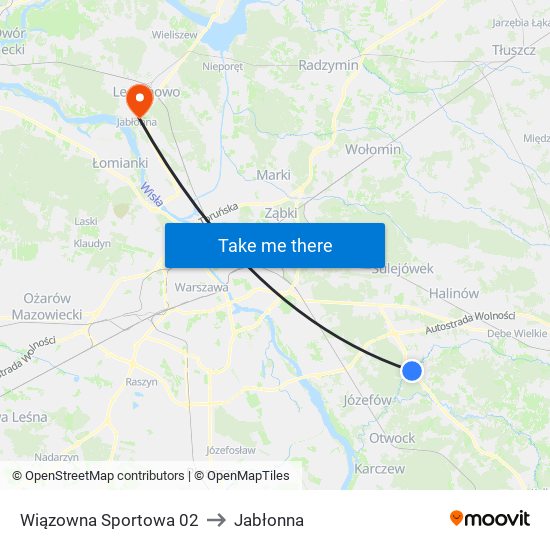 Wiązowna Sportowa 02 to Jabłonna map