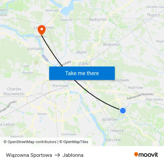Wiązowna Sportowa to Jabłonna map