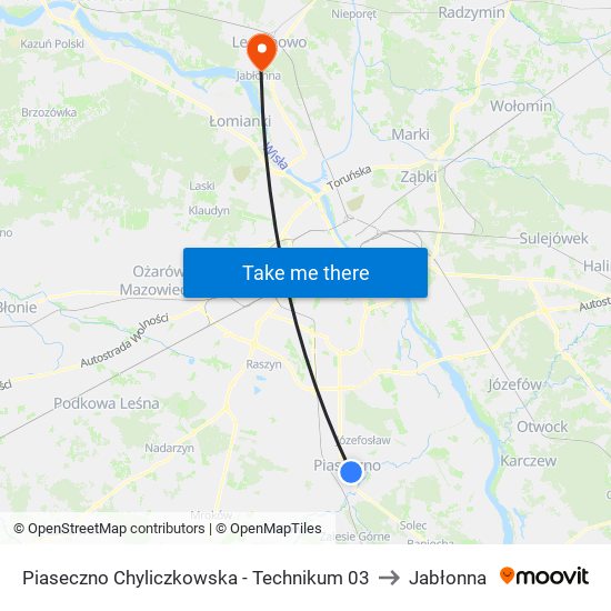 Piaseczno Chyliczkowska - Technikum 03 to Jabłonna map