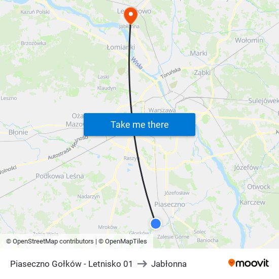 Piaseczno Gołków - Letnisko 01 to Jabłonna map