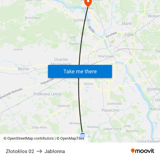 Złotokłos to Jabłonna map