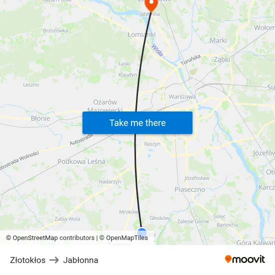 Złotokłos to Jabłonna map