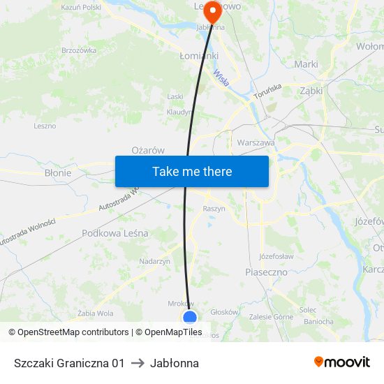 Szczaki Graniczna 01 to Jabłonna map