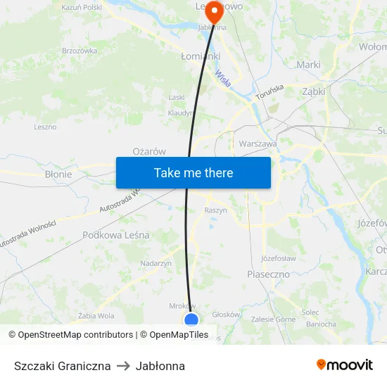 Szczaki Graniczna to Jabłonna map
