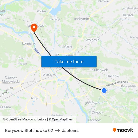 Stefanówka to Jabłonna map