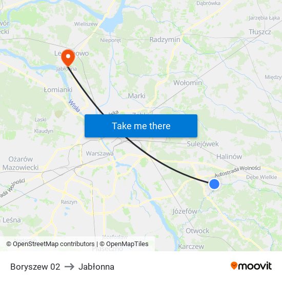 Boryszew 02 to Jabłonna map