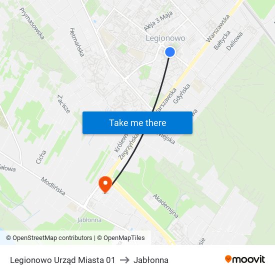 Legionowo Urząd Miasta 01 to Jabłonna map