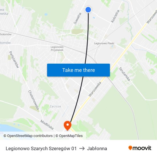 Legionowo Szarych Szeregów to Jabłonna map