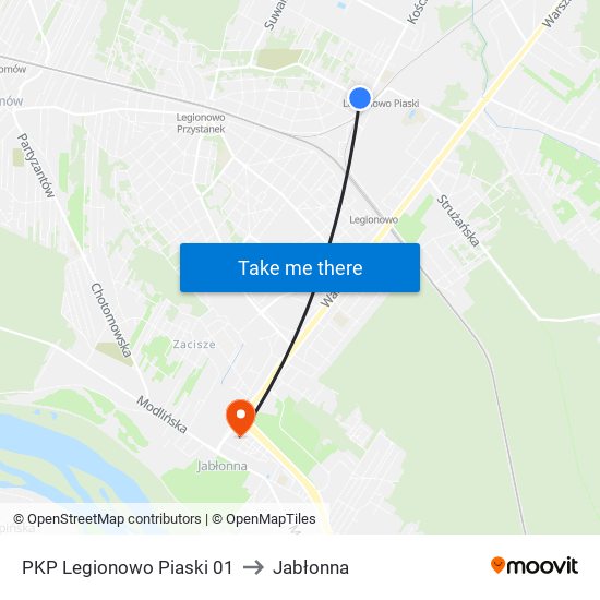 PKP Legionowo Piaski to Jabłonna map