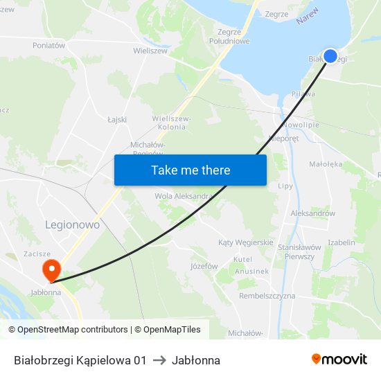 Białobrzegi Kąpielowa 01 to Jabłonna map