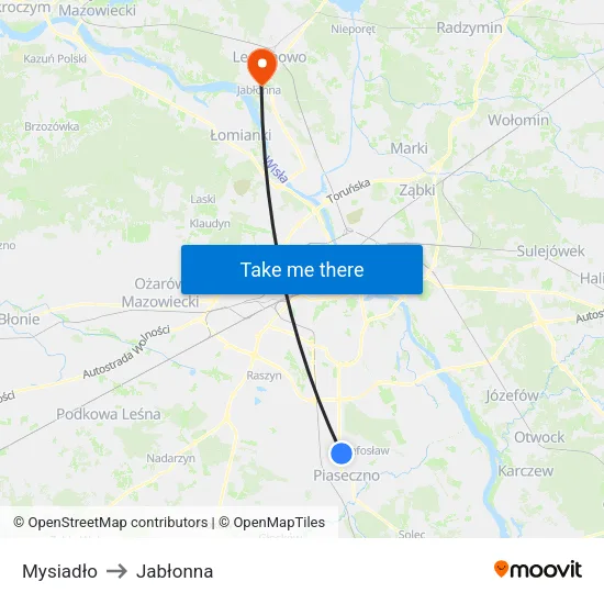 Mysiadło to Jabłonna map