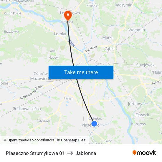 Piaseczno Strumykowa 01 to Jabłonna map