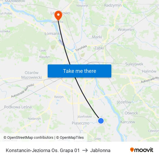 Konstancin-Jeziorna Os. Grapa 01 to Jabłonna map