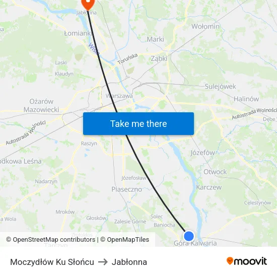 Moczydłów Ku Słońcu to Jabłonna map