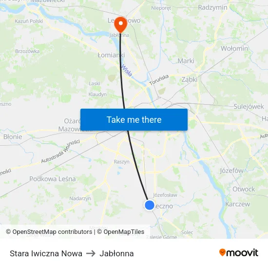 Stara Iwiczna Nowa to Jabłonna map