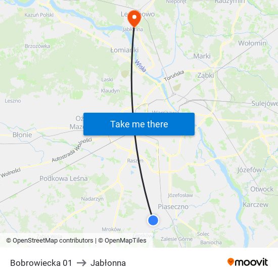 Bobrowiecka 01 to Jabłonna map