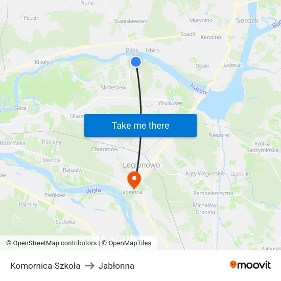 Komornica - Szkoła to Jabłonna map