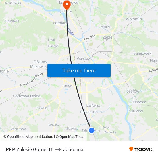 PKP Zalesie Górne 01 to Jabłonna map