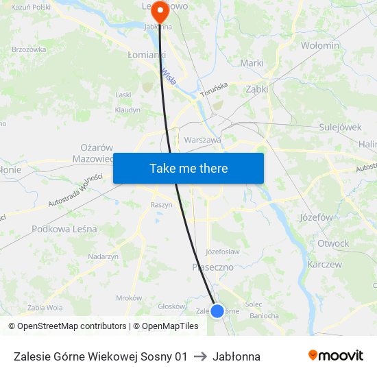 Zalesie Górne Wiekowej Sosny 01 to Jabłonna map