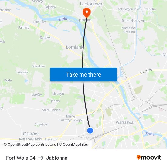 Fort Wola 04 to Jabłonna map