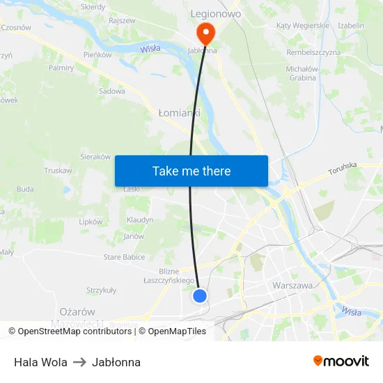 Hala Wola to Jabłonna map