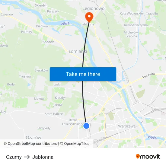 Czumy to Jabłonna map