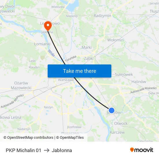 PKP Michalin 01 to Jabłonna map