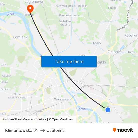 Klimontowska 01 to Jabłonna map