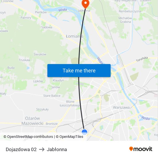 Dojazdowa to Jabłonna map