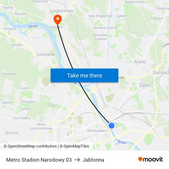 Metro Stadion Narodowy 03 to Jabłonna map