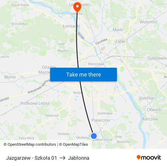 Jazgarzew - Szkoła 01 to Jabłonna map